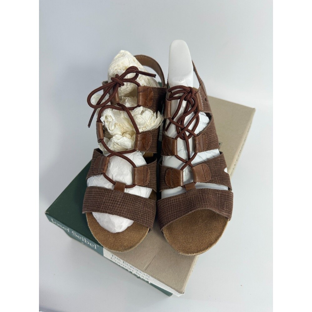Josef Seibel Women's Leather Sandals Brown Strappy Comfort Shoes NEW with Box